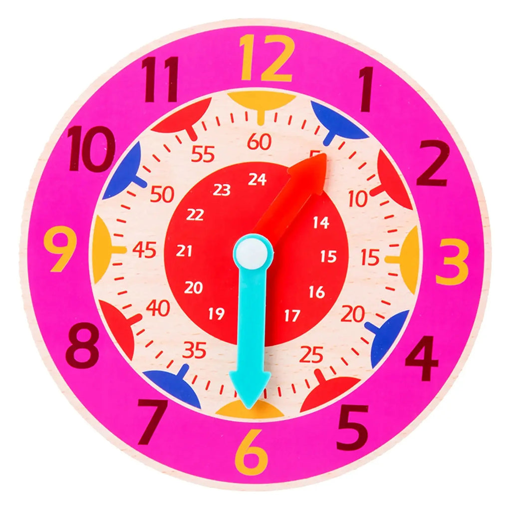 Wooden Learning Clock Montessori Time Teaching Toy for Kids