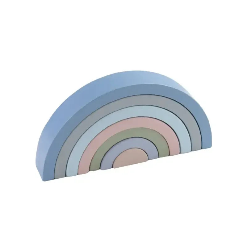 Rainbow Wooden Building Blocks Stacking Toy for Kids