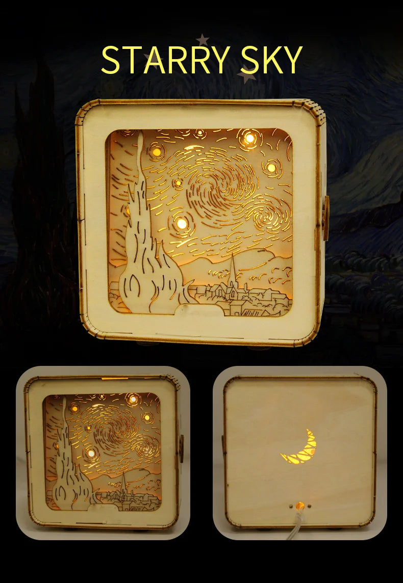 3D Wooden Castle Puzzle – Model Kit with Night Light