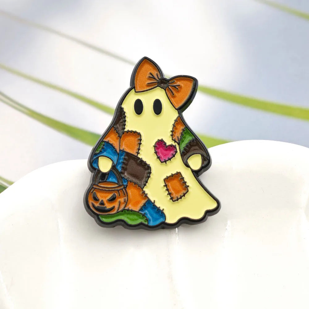 Halloween Enamel Pin Cute Ghost Lapel Brooch 35mm