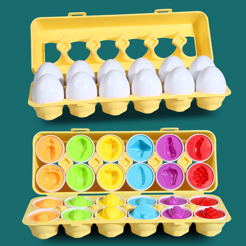 Montessori Matching Eggs 12-Piece Color & Shape Sorting Toy