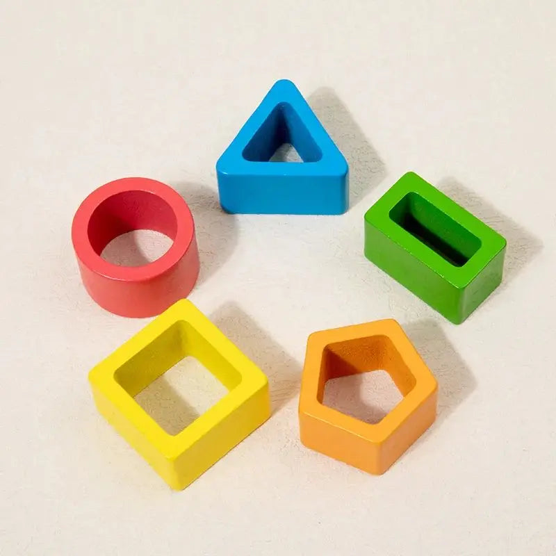 Montessori Sorting Toy – Wooden Shape & Color Stacking Game for Kids