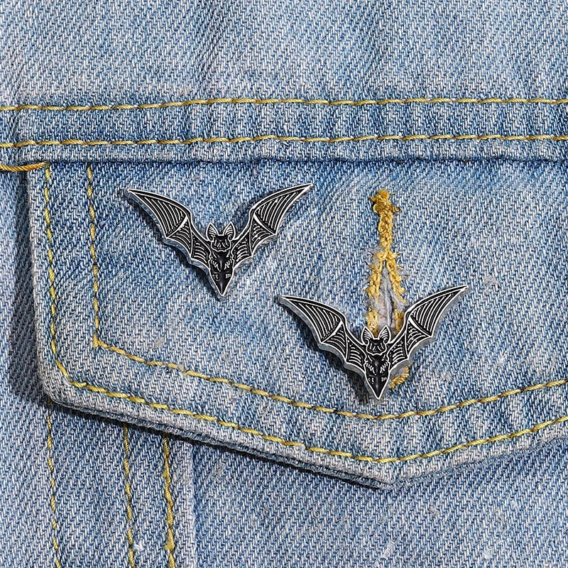 Gothic Bat Enamel Pin – Vintage Halloween Lapel Brooch