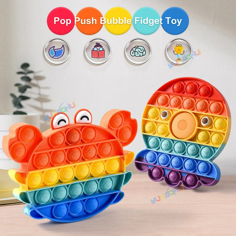 Pop It Fidget Toy – Rainbow Bubble Pop Sensory Stress Relief Toy