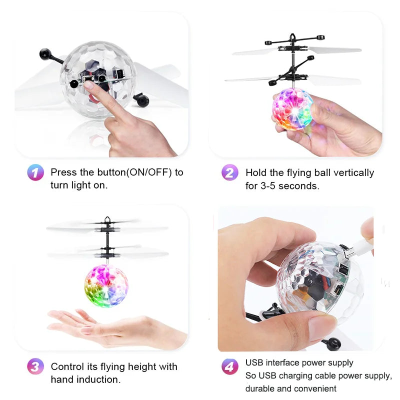 RC Flying Ball Toy with LED Lights