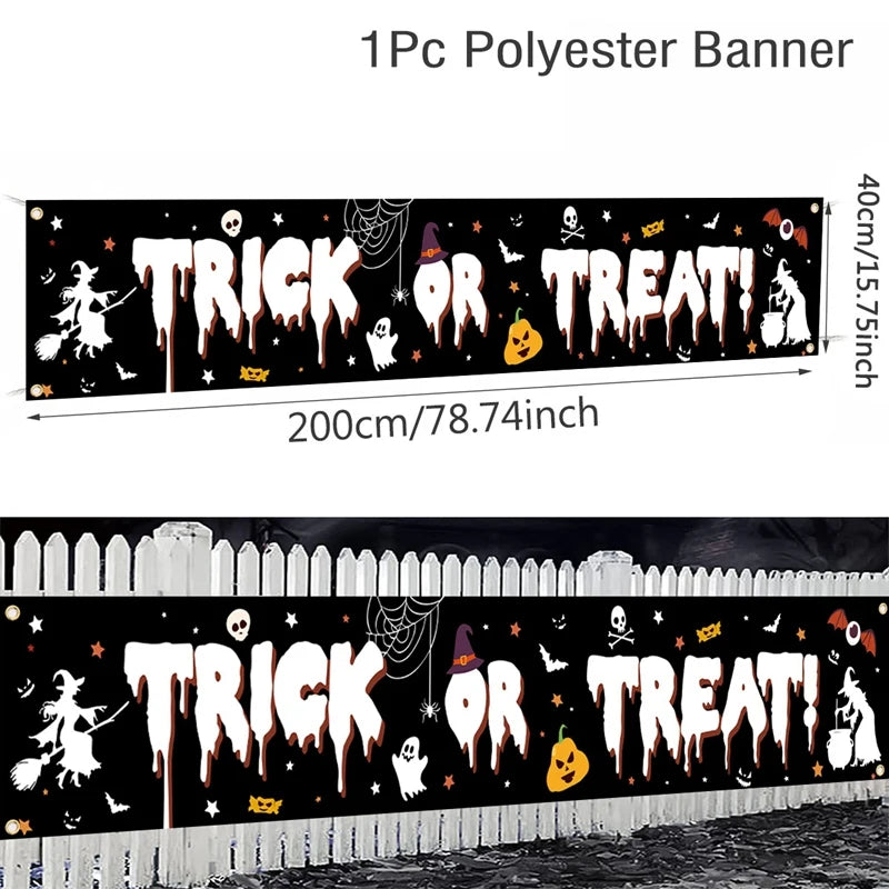 Halloween Pumpkin Banner – Ghost Party & Outdoor Decorations