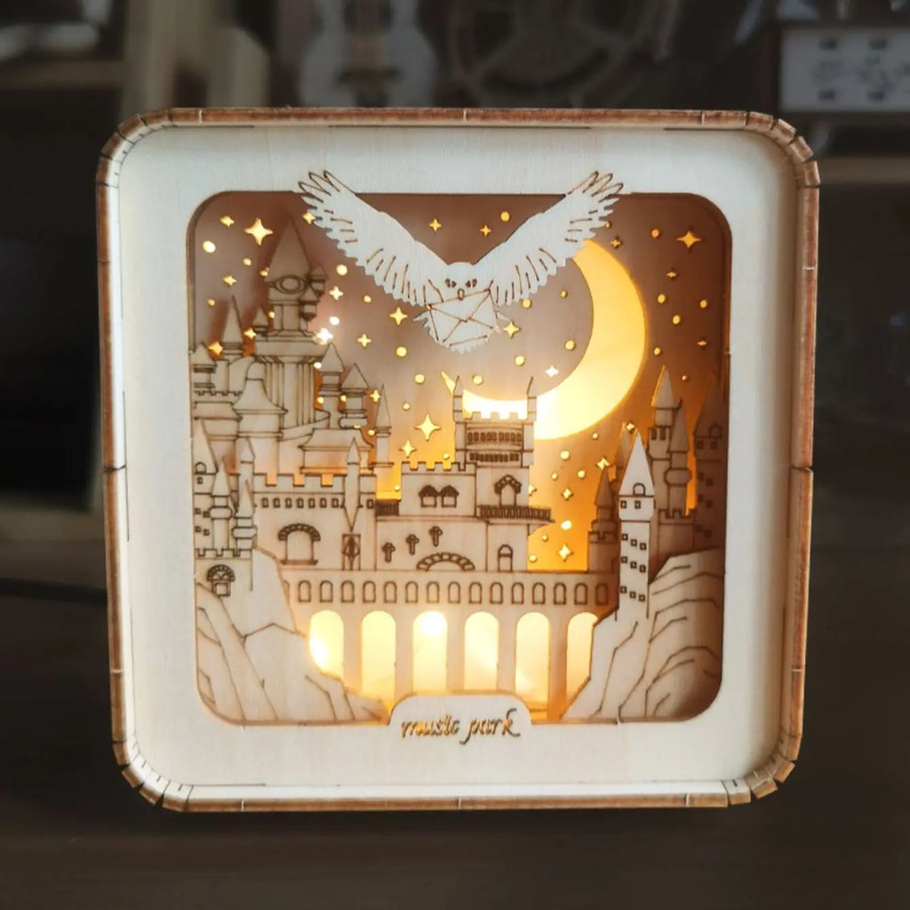 3D Wooden Castle Puzzle – Model Kit with Night Light