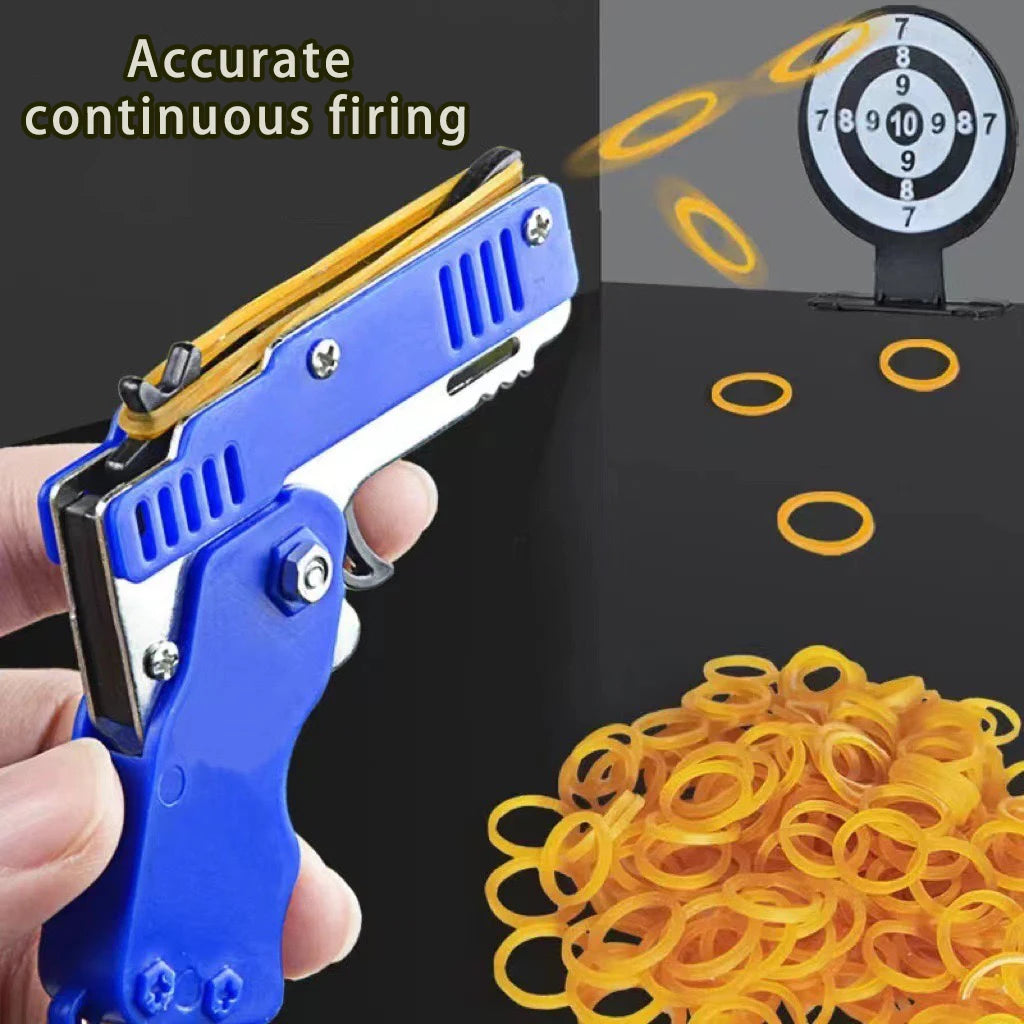 Rubber Band Launcher Toy – Mini Folding Keychain with 60 Bands