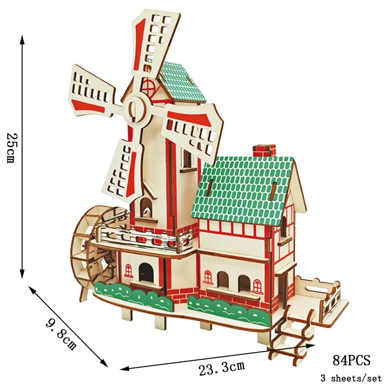 3D Wooden Puzzle Retro Campervan DIY Model Building Toy