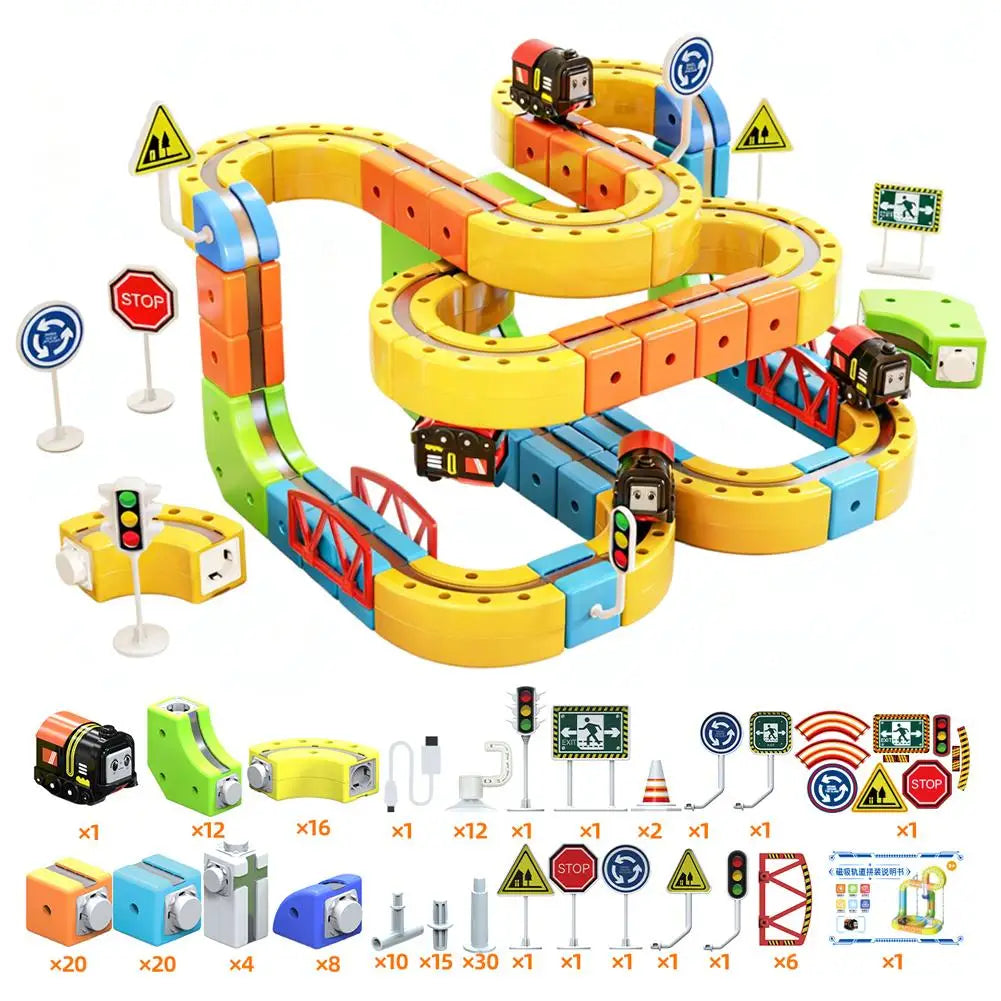 STEM Train Track Set – DIY 3D Railway Building Toy with Electric Train
