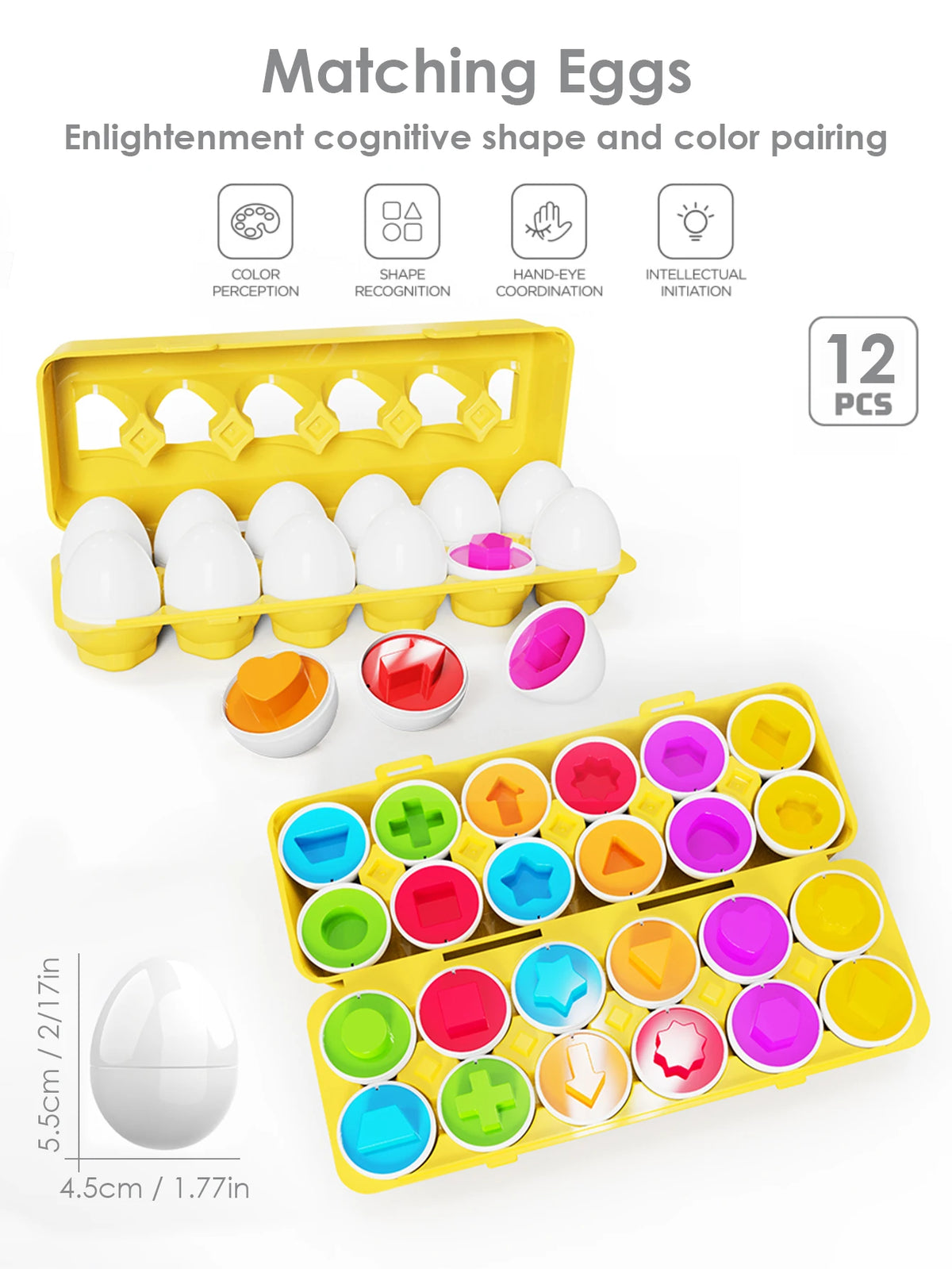 Egg Shape Matching Toy for Toddlers – 6-Piece Color & Shape Game
