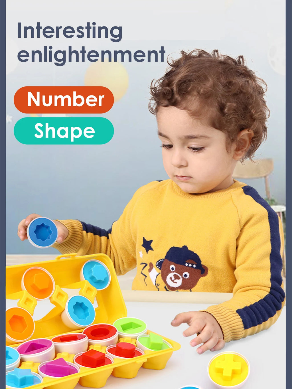 Egg Shape Matching Toy for Toddlers – 6-Piece Color & Shape Game