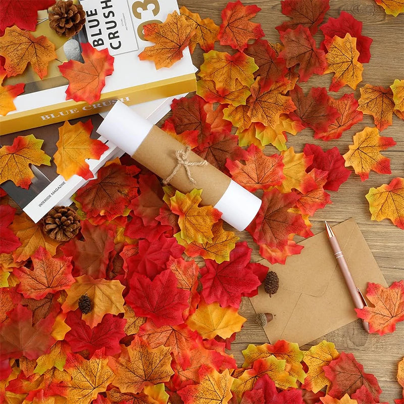 Artificial Maple Leaves – Silk Fake Fall Leaves for Decor