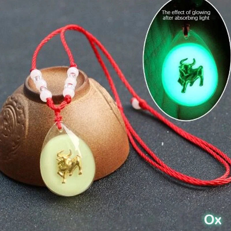 Glowing Gem Necklace Luminous Stone Halloween Pendant