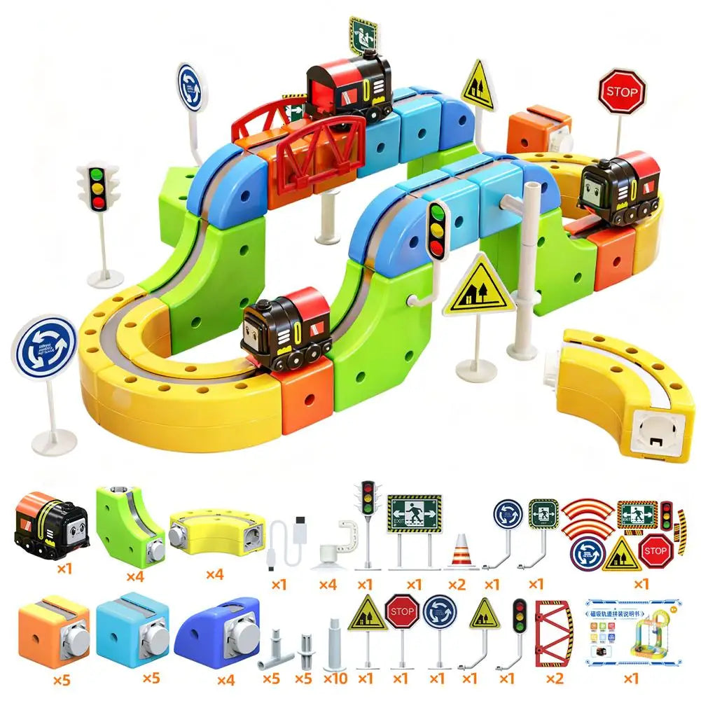STEM Train Track Set – DIY 3D Railway Building Toy with Electric Train
