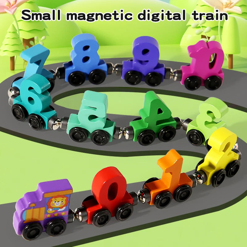 Magnetic Wooden Train Set – Number Learning Building Blocks