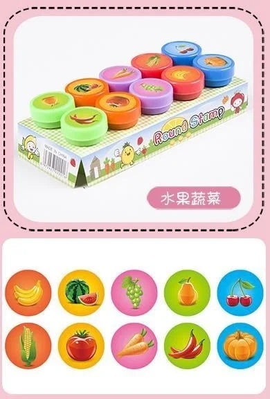 10pcs Assorted Stamps for Self-ink Stamps Toy Stamps Smiley Face Seal Scrapbooking DIY Painting Photo Album Decoration