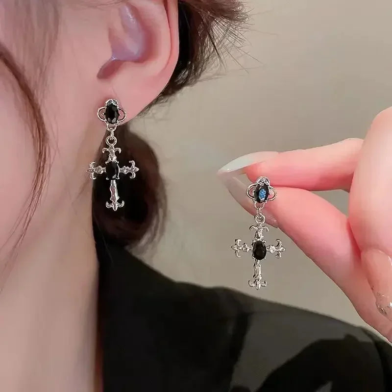 Gothic Cross Earrings – Punk Drop Earrings for Women