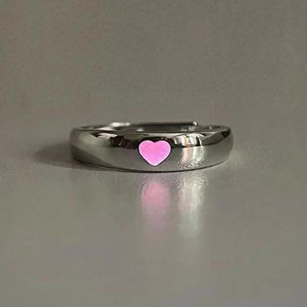 Glow in the Dark Ring – Adjustable Luminous Heart Couple Ring