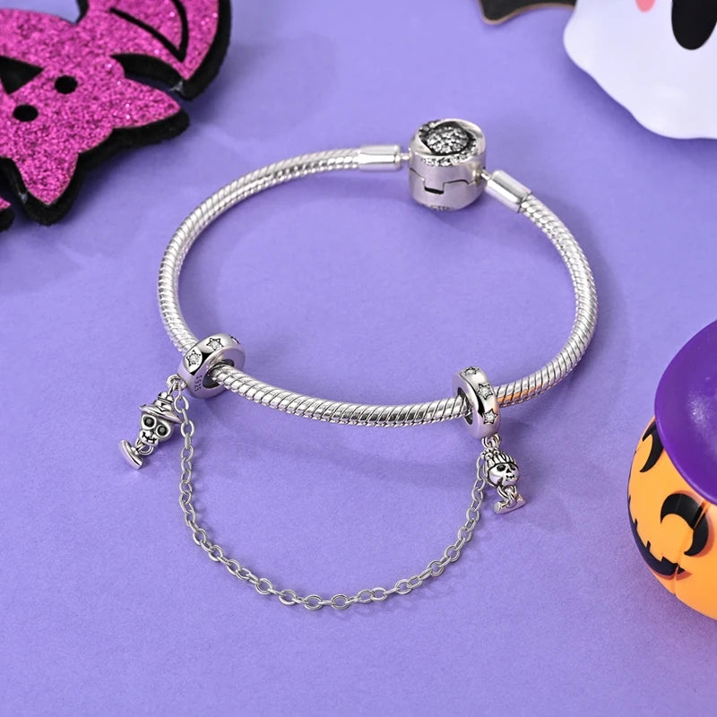 Halloween Charm Pendant Pumpkin Witch Bead Bracelet Jewelry