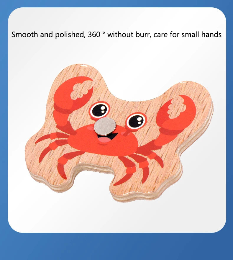 Wooden Magnetic Fishing Toy – Marine Life Learning Game