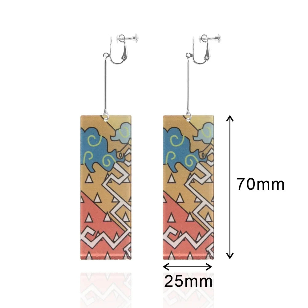 Pink Acrylic Drop Earrings – Japanese-Inspired Cosplay Jewelry for Women