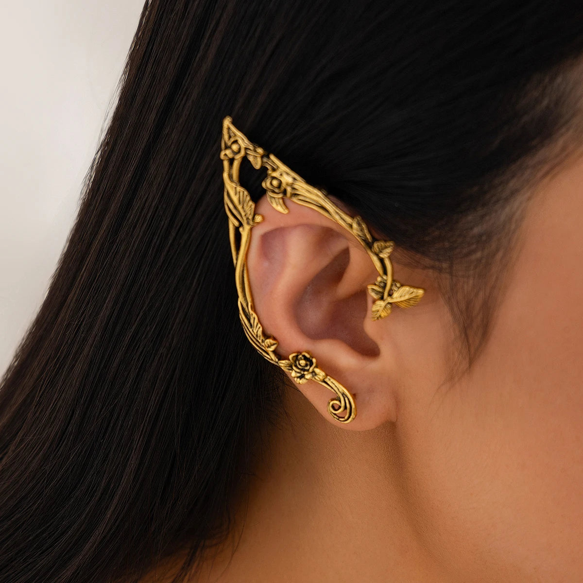 Elf Ear Clip Earrings – Gold Leaf Fairy Jewelry Accessory
