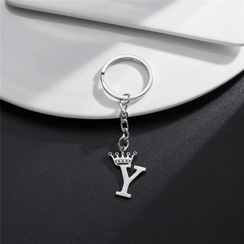 Initial Letter Keychain – Stainless Steel Alphabet Key Ring