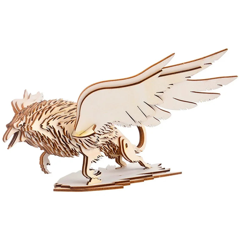 3D Wooden Animal Puzzle – DIY Assembly Model Kit