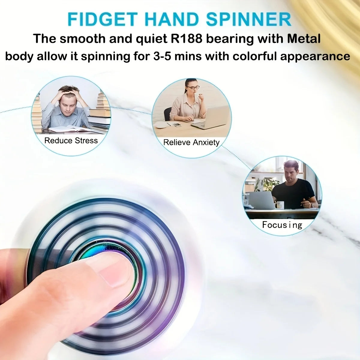 Metal Fidget Spinner – Colorful Hand Spinner with 8 Beads