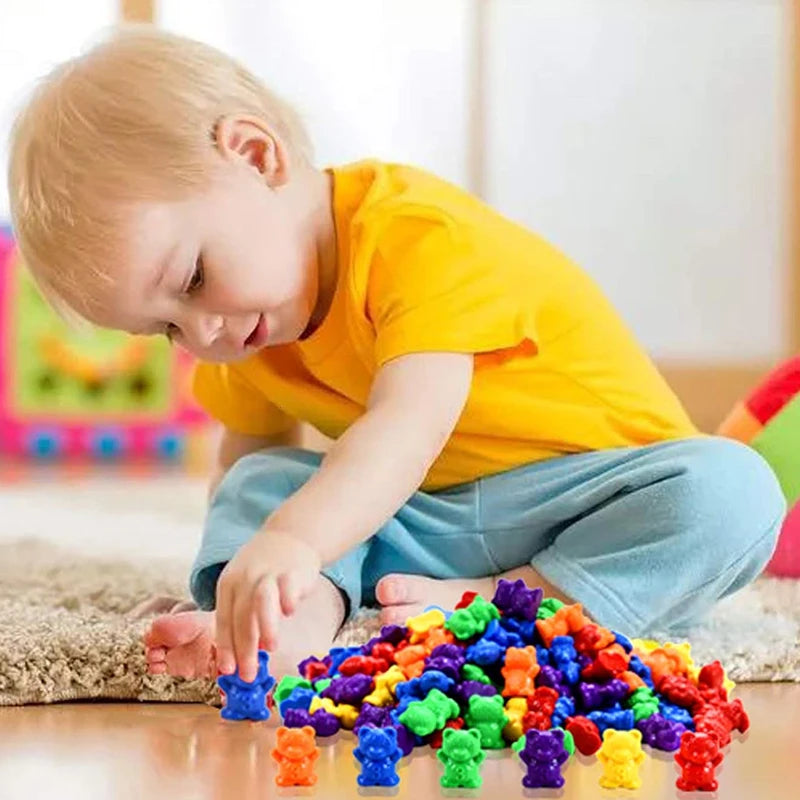 Counting Bears Sorting Toy with Bowls & Tweezers for Preschool Learning