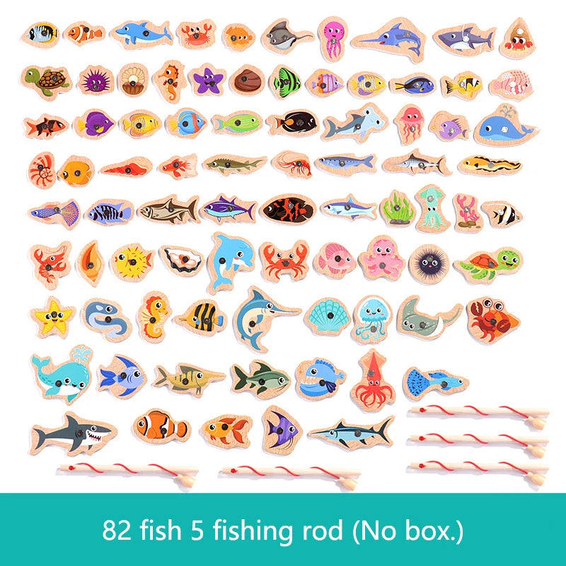 Wooden Magnetic Fishing Toy – Marine Life Learning Game