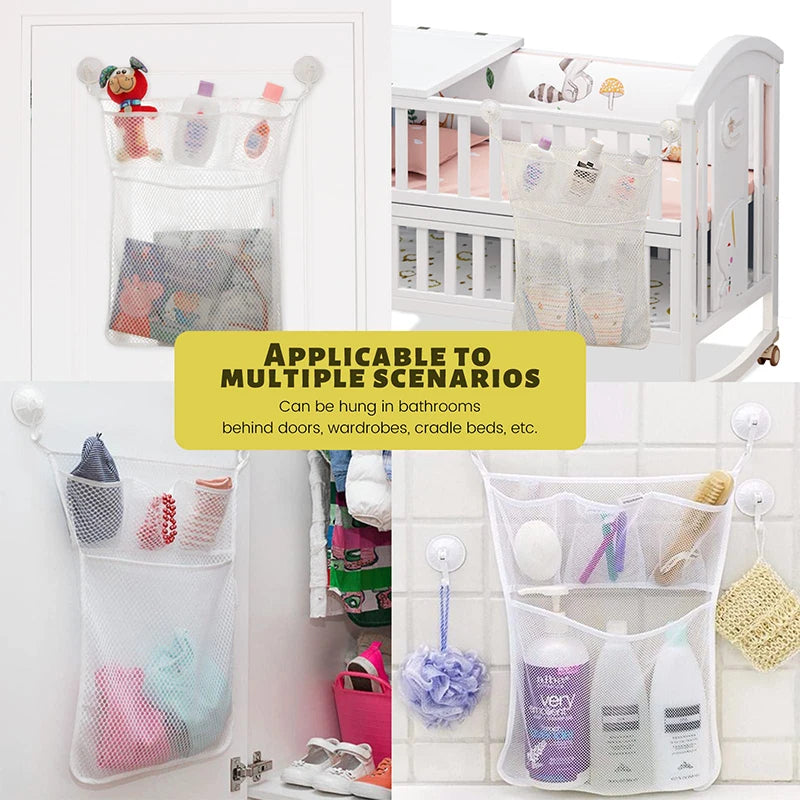 Bath Toy Storage Bag – Mesh Baby Toy Organizer with Suction Cups