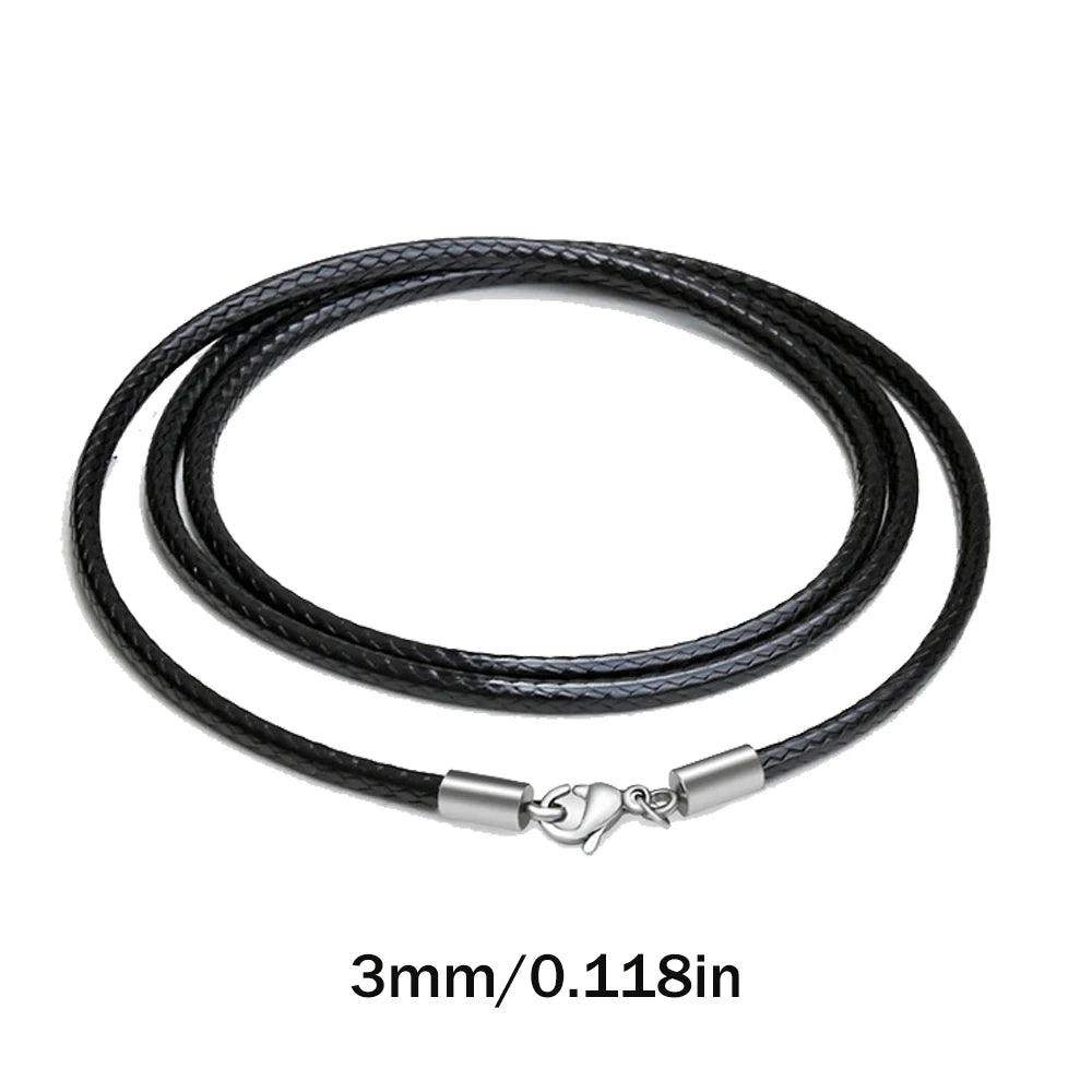 Braided Leather Necklace Cord – Waxed Rope with Clasp