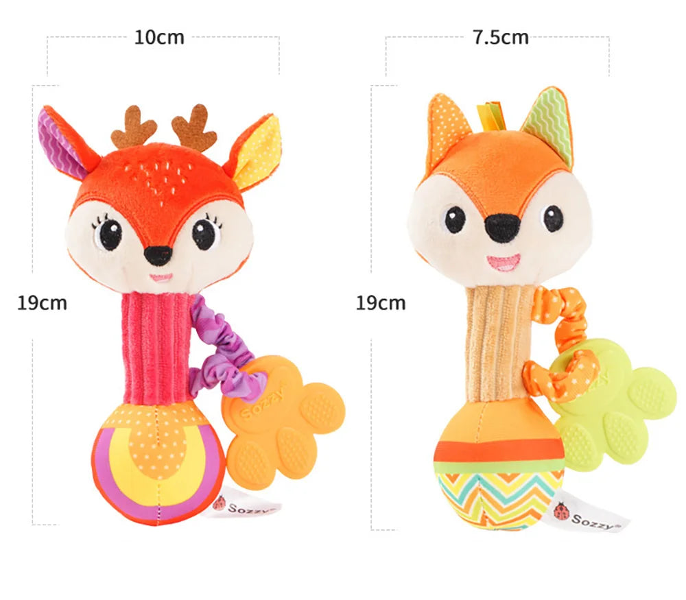 Baby Animal Rattle – Soft Plush Sensory Shaker Toy