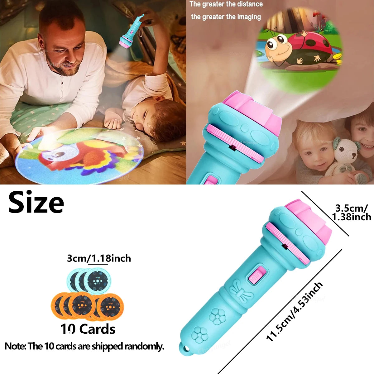 Kids Projector Flashlight – 10 Cards Picture Learning Toy
