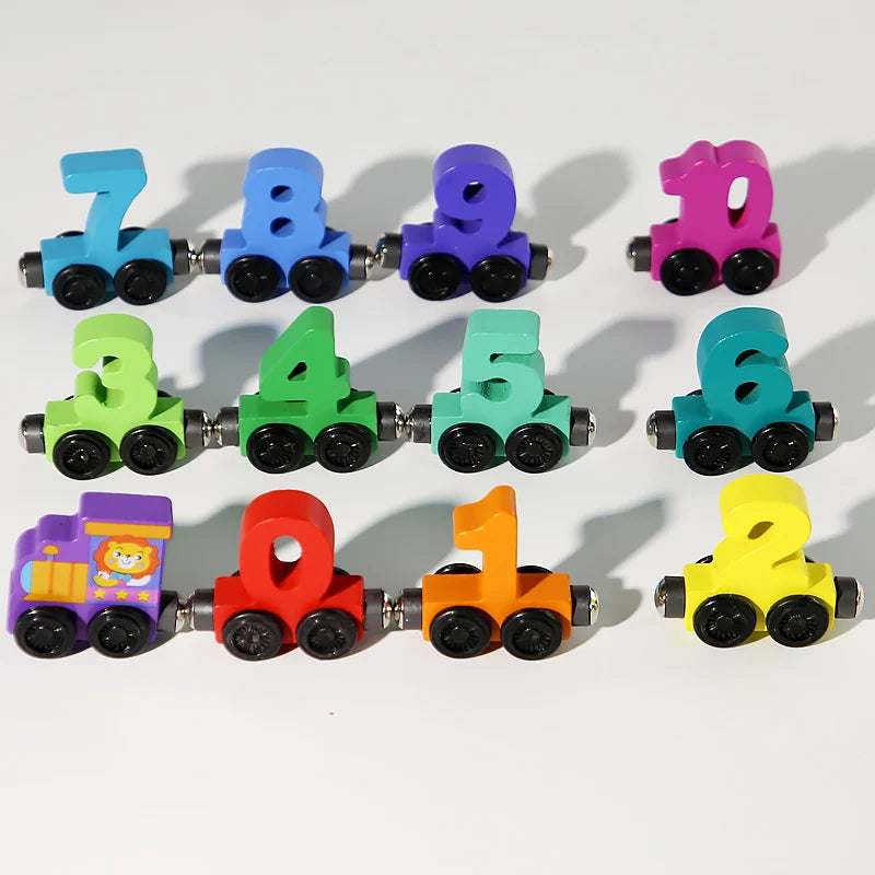 Magnetic Wooden Train Set – Number Learning Building Blocks