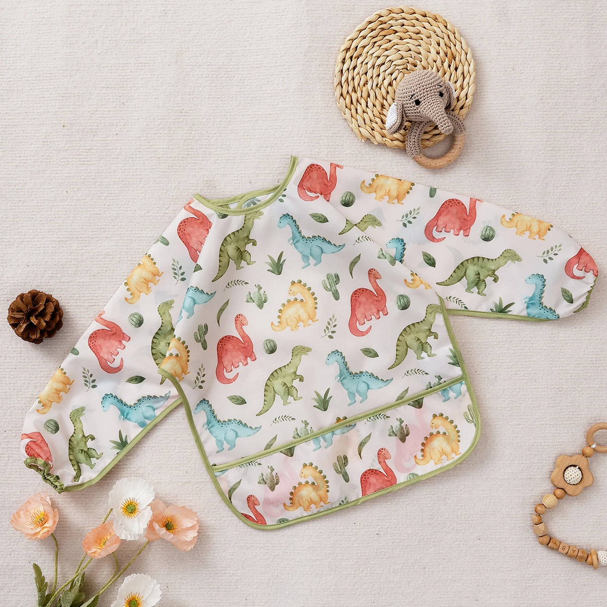Long Sleeve Baby Bib – Waterproof Washable Feeding Bib for Toddlers