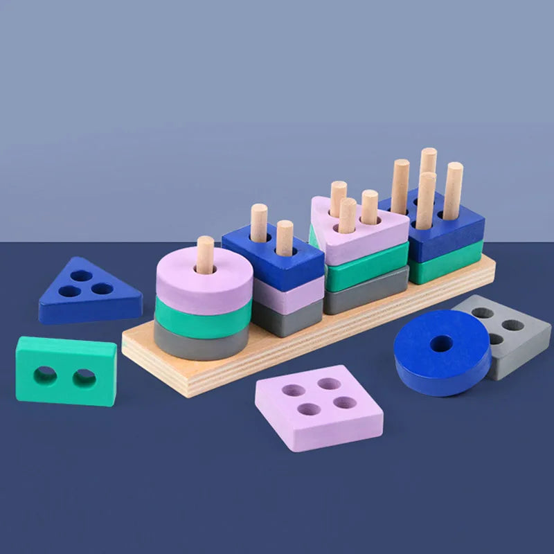 Wooden Building Blocks – Color & Shape Matching Puzzle Toy
