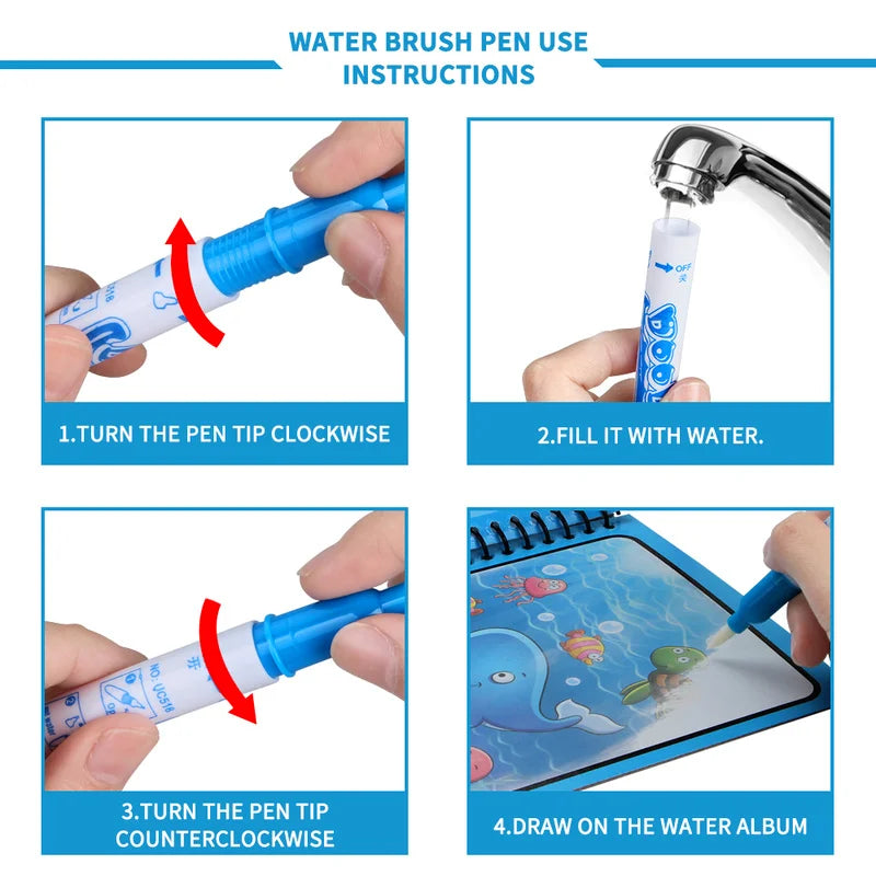 Reusable Water Coloring Book – Magic Drawing Book for Kids