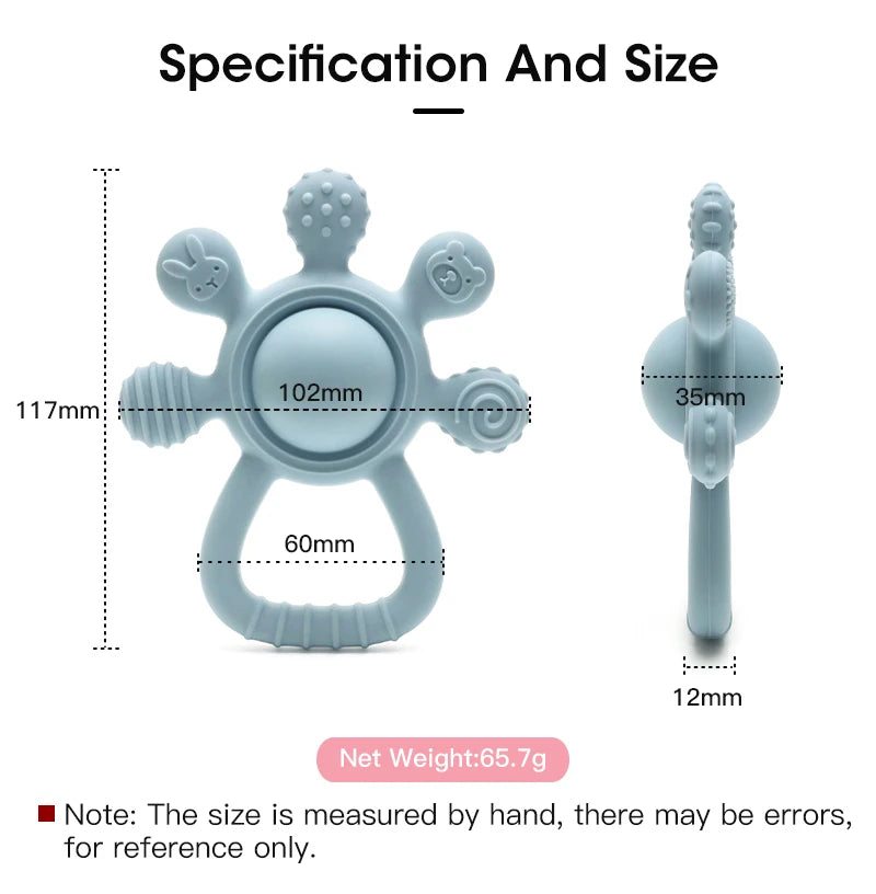 Silicone Baby Teether – Palm Rattle Bunny Teething Toy