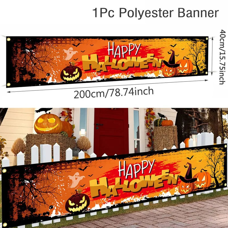 Halloween Pumpkin Banner – Ghost Party & Outdoor Decorations