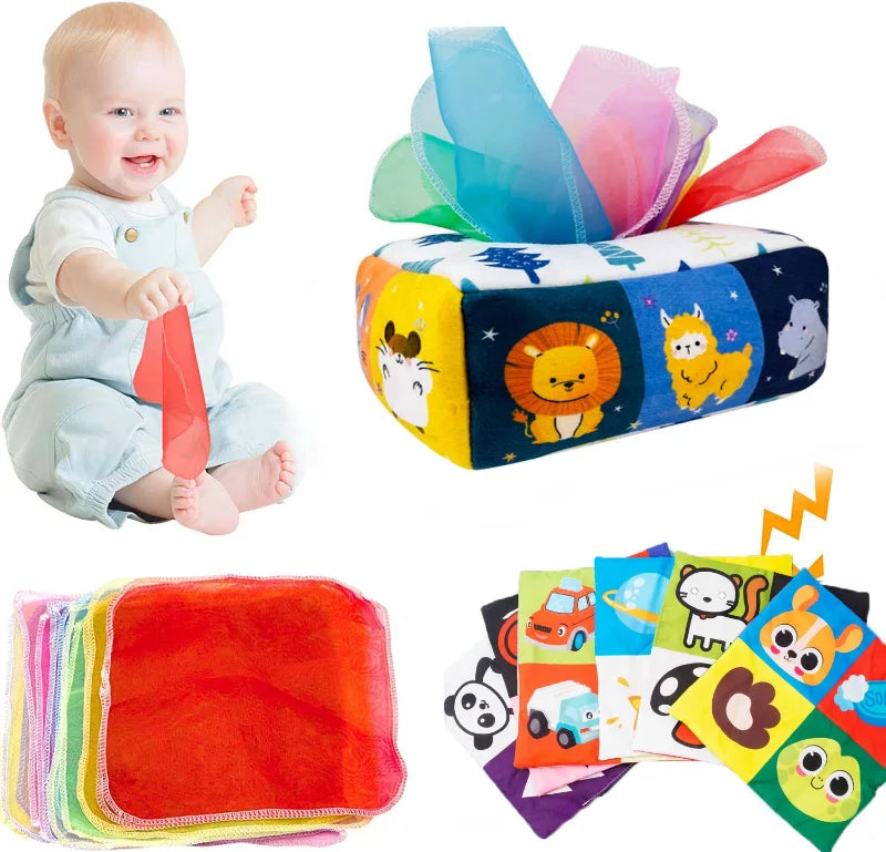 Baby Tissue Box Toy – Montessori Sensory Learning Toy for Infants