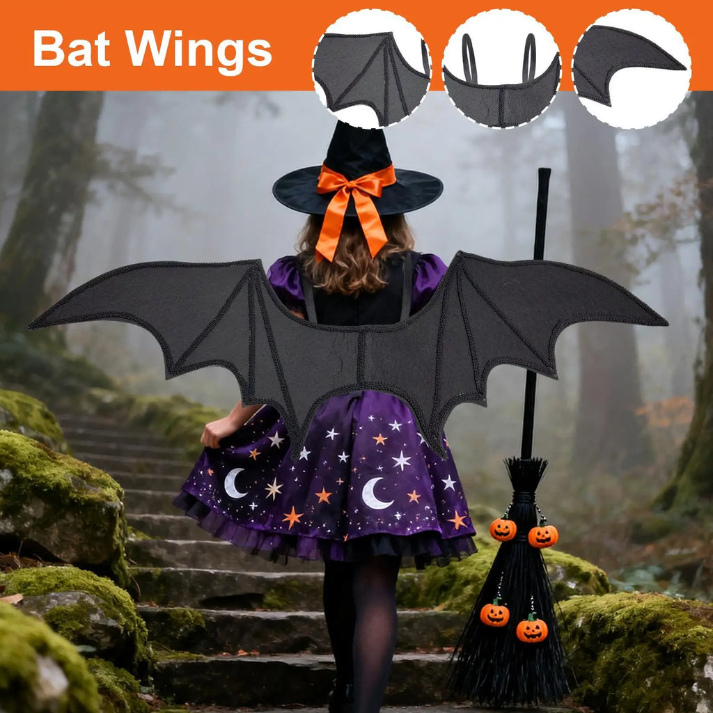 Black Bat Wings Costume Halloween Cosplay Accessory 80x26cm