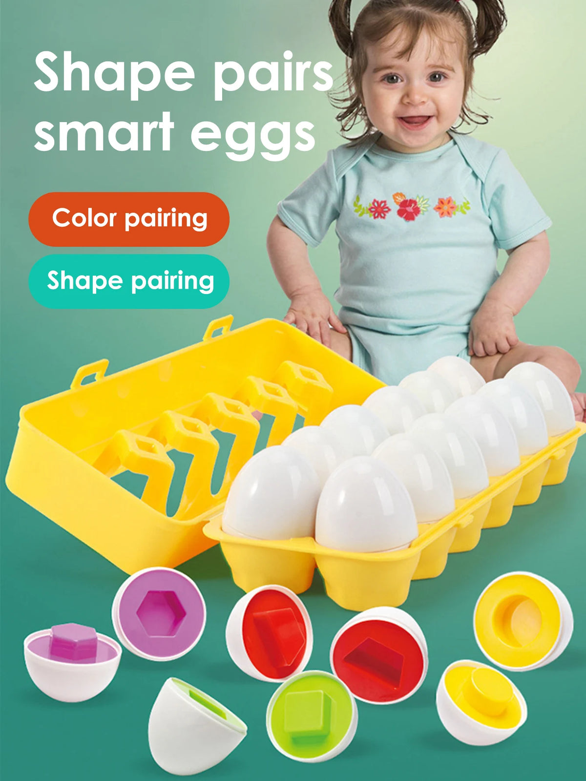 Egg Shape Matching Toy for Toddlers – 6-Piece Color & Shape Game