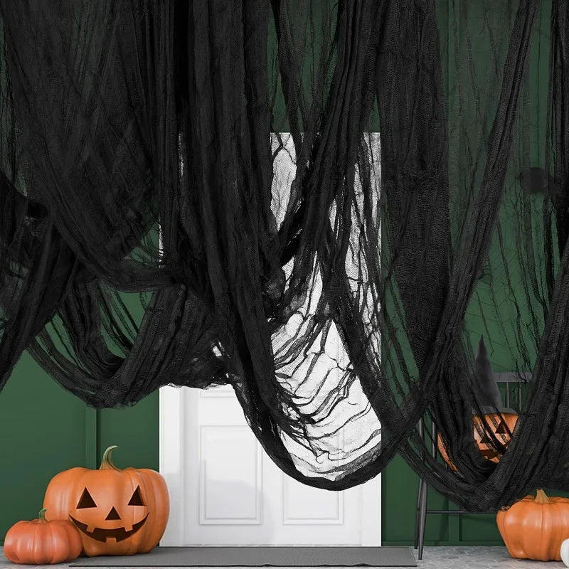 Halloween Creepy Cloth Black Gauze 76cm x 183cm Spooky Decor