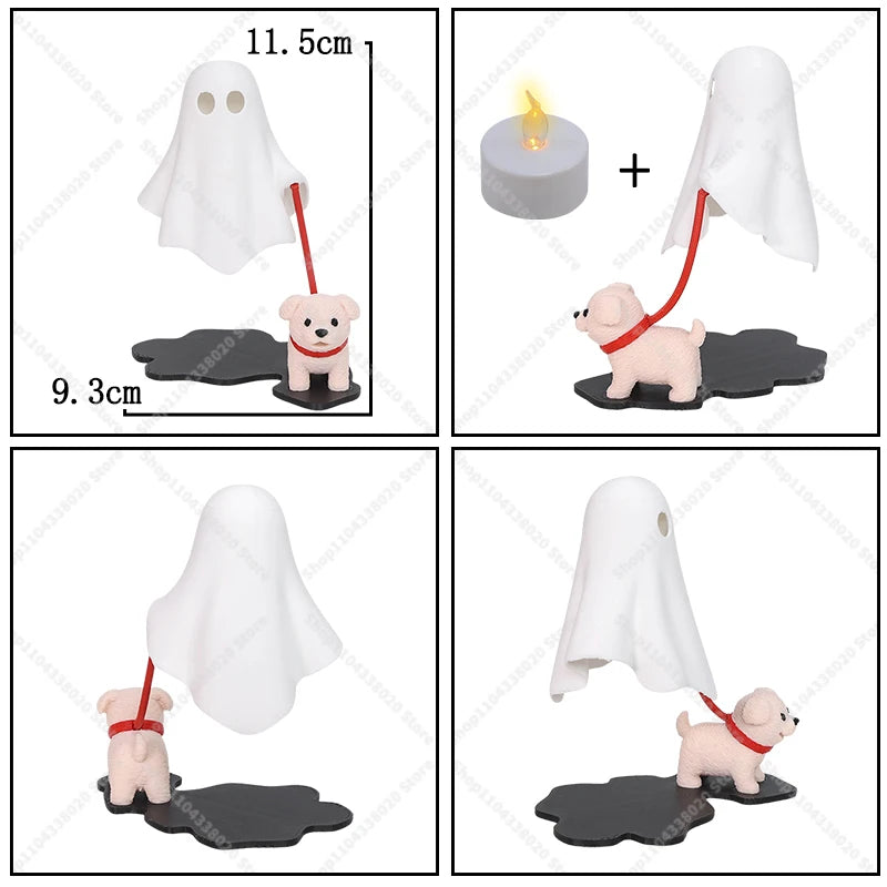 Ghost LED Night Light with Dog Figure, Warm Light Desk Lamp