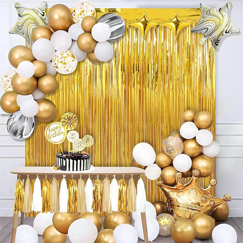 Gold Foil Fringe Curtain 1 x 2M Party Backdrop Decoration