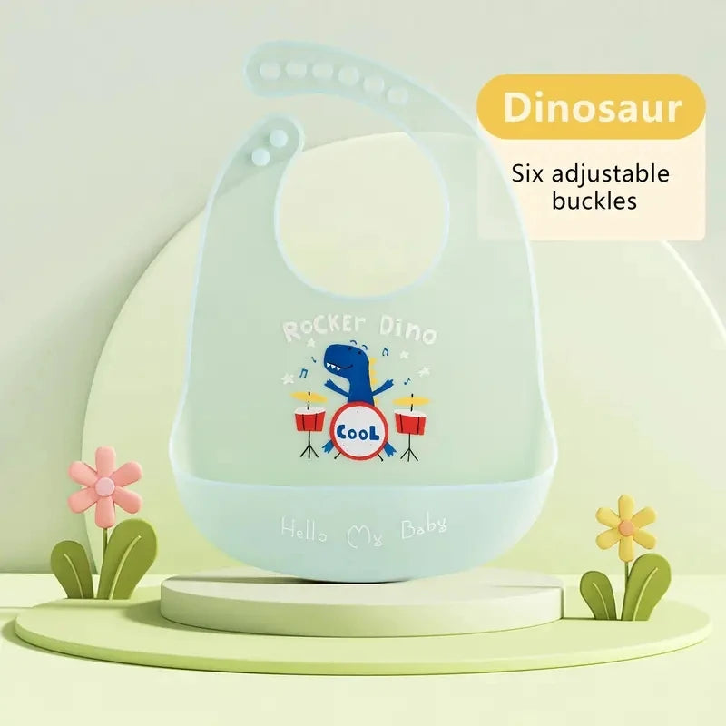 Silicone Baby Bib Waterproof Adjustable Feeding Bib for Boys & Girls