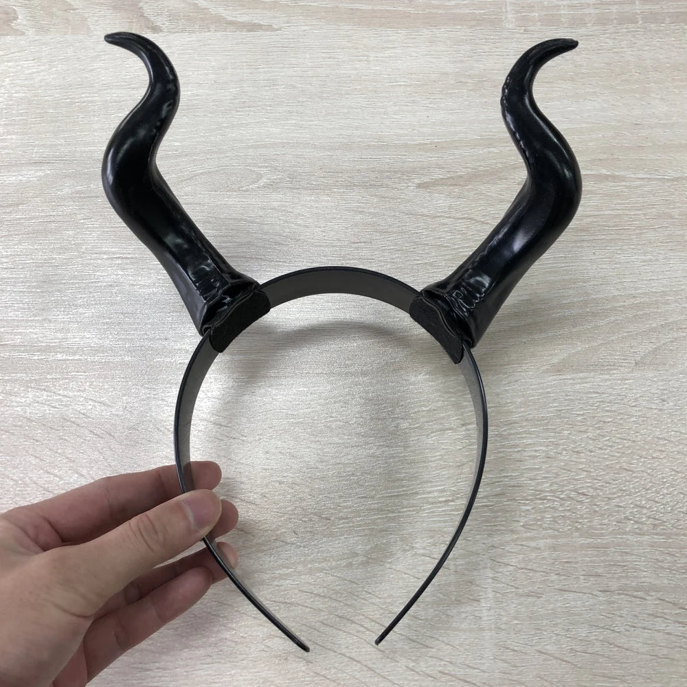 Demon Horn Headband – Black Detachable Costume Headpiece